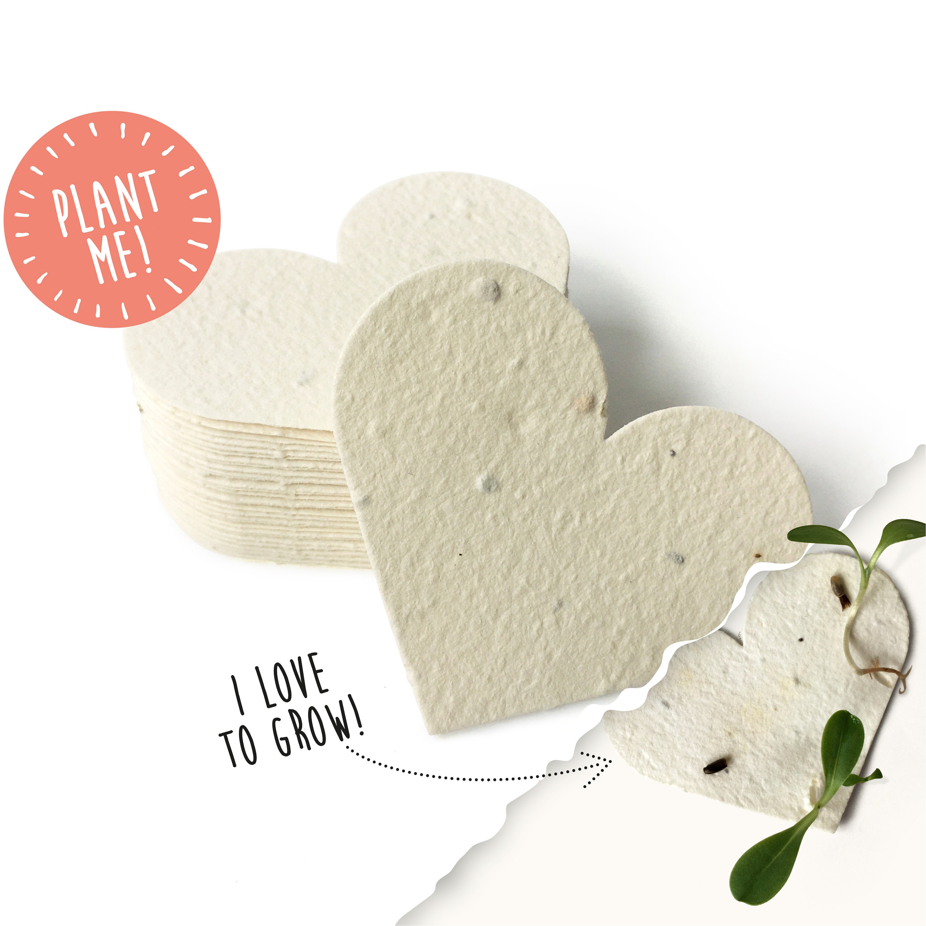 Seed Paper Hearts / Plantable Paper Hearts / Eco Friendly Wedding Fav…