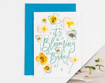Plantable New Baby Boy Card / Seed New Baby Card / It's a Blooming Baby!