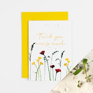 Tarjeta de agradecimiento para plantar / Flores silvestres británicas / Muchas gracias