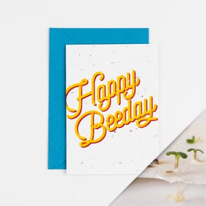 Carte d'anniversaire à planter / Happy Beeday jaune / Carte d'anniversaire à graines
