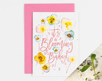 Plantable New Baby Girl Card / Seed New Baby Card / It's a Blooming Baby!