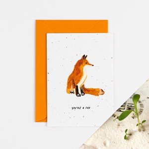 Carte de Saint-Valentin à planter avec renard / 100 % fleurs sauvages britanniques / Fabriqué au Royaume-Uni de manière durable