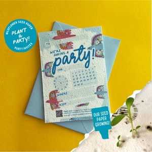 Invito a una festa piantabile / Set di inviti in carta semi / Uccelli popolari / Fiore di campo 100% britannico / Inviti ecologici