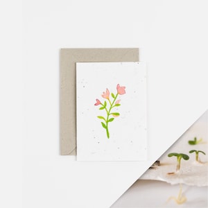 Cartão de anotações para plantação de prímula rosa / Cartão de anotações para sementes / Cartão de primavera / Cultive flores silvestres britânicas nativas