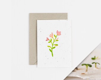 Pink Primrose Plantable Notecard / Seed Notecard / Spring Card / Grow Native British Wildflowers