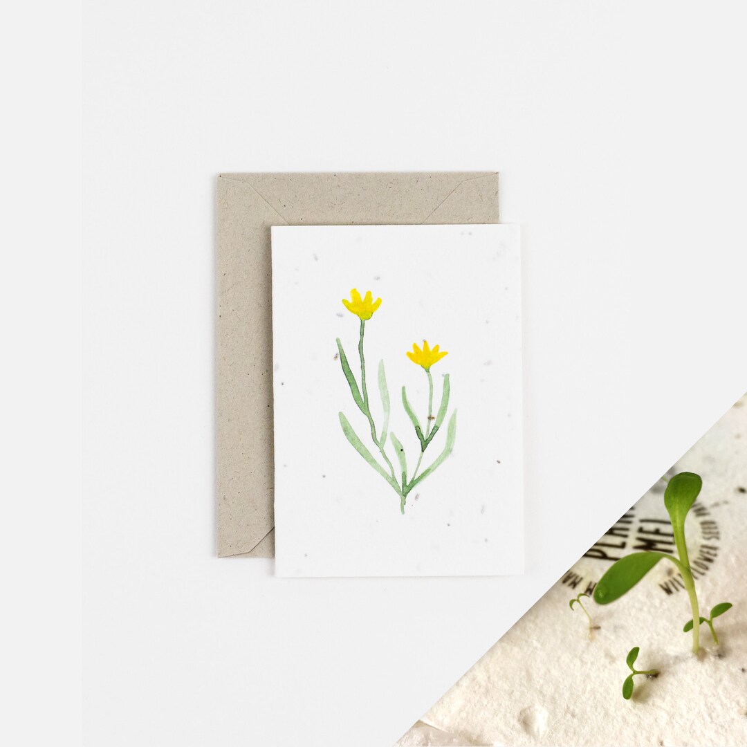 Dandelion Plantable Notecard / Seed Notecard / Yellow Easter Card / Grow Native British ...