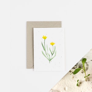 Carte de correspondance à planter de pissenlit / Carte de correspondance de graines / Carte de Pâques jaune / Culture de fleurs sauvages britanniques indigènes