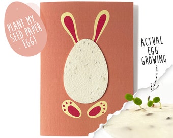 Easter Bunny Plantable Motif Card / Seed Paper Egg Card / Plantable Easter Card