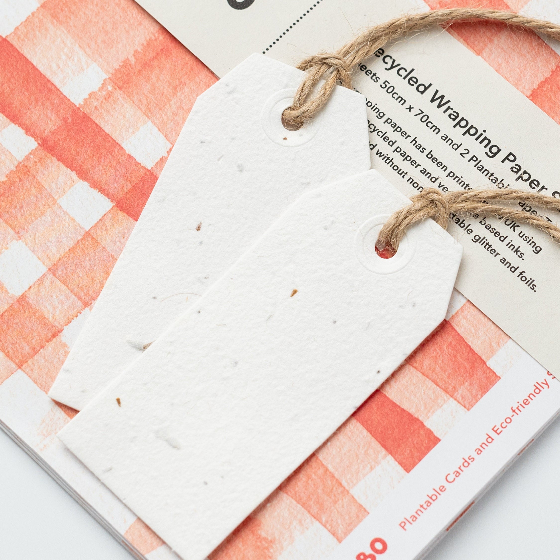 Red Gingham Luxury Wrapping Paper  Recycled & Plantable Gift Tag