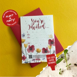 Seed Paper Party Invitations / Garden Party Invitations / Grow British Wildflowers / Eco-friendly Party Invitations