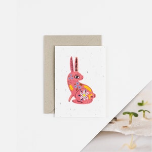 Bunny Plantable Notecard / Osterhasen Karte / Handgefertigt in Großbritannien / 100% Native Samen