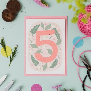 Carte 5e anniversaire à planter