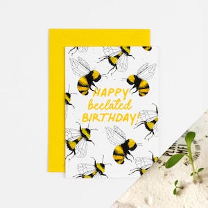 Cartão de aniversário atrasado / Cartão de aniversário atrasado plantável / 100% Native British Seeds