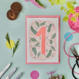 Carte 1er anniversaire à planter