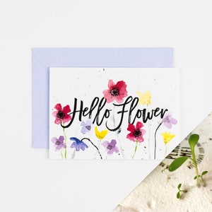 Tarjeta de semillas plantables ¡Hola Flor!