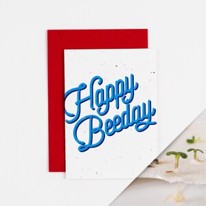 Plantable Birthday Card / Happy Beeday Blue / Seeded Birthday Card