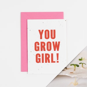 Graines à planter Cartes de vœux Fête de naissance de bonne chance que vous grandissez, fille ! / Carte de félicitations écologique