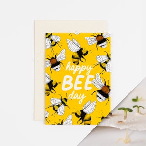 Tarjeta de cumpleaños de abeja / Tarjeta de cumpleaños plantable / Tarjeta de cumpleaños con semillas para el feliz día de las abejas