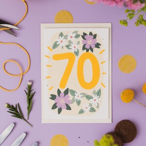 Carte d'anniversaire à planter pour 70 ans
