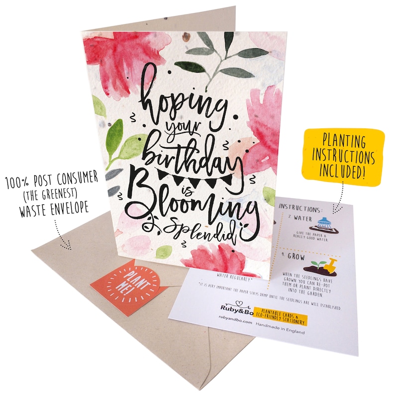Plantable Seed Birthday Card Blooming Splendid | Etsy