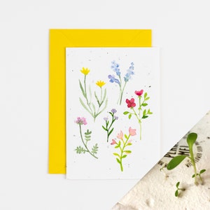 Pflanzliche Samen Karte Wildblumen handbemalt / pflanzbare Karte