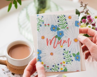 Plantable Mothers Day Card / Mum Plantable Seed Card / Floral Card Handpainted