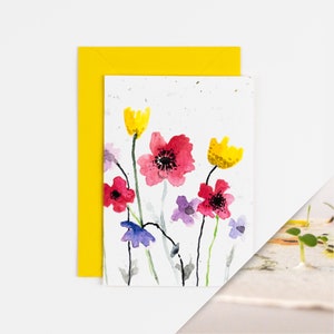 Cartão Plantável Poppy Meadow | Cartão Wildflower | Cartão Just Because
