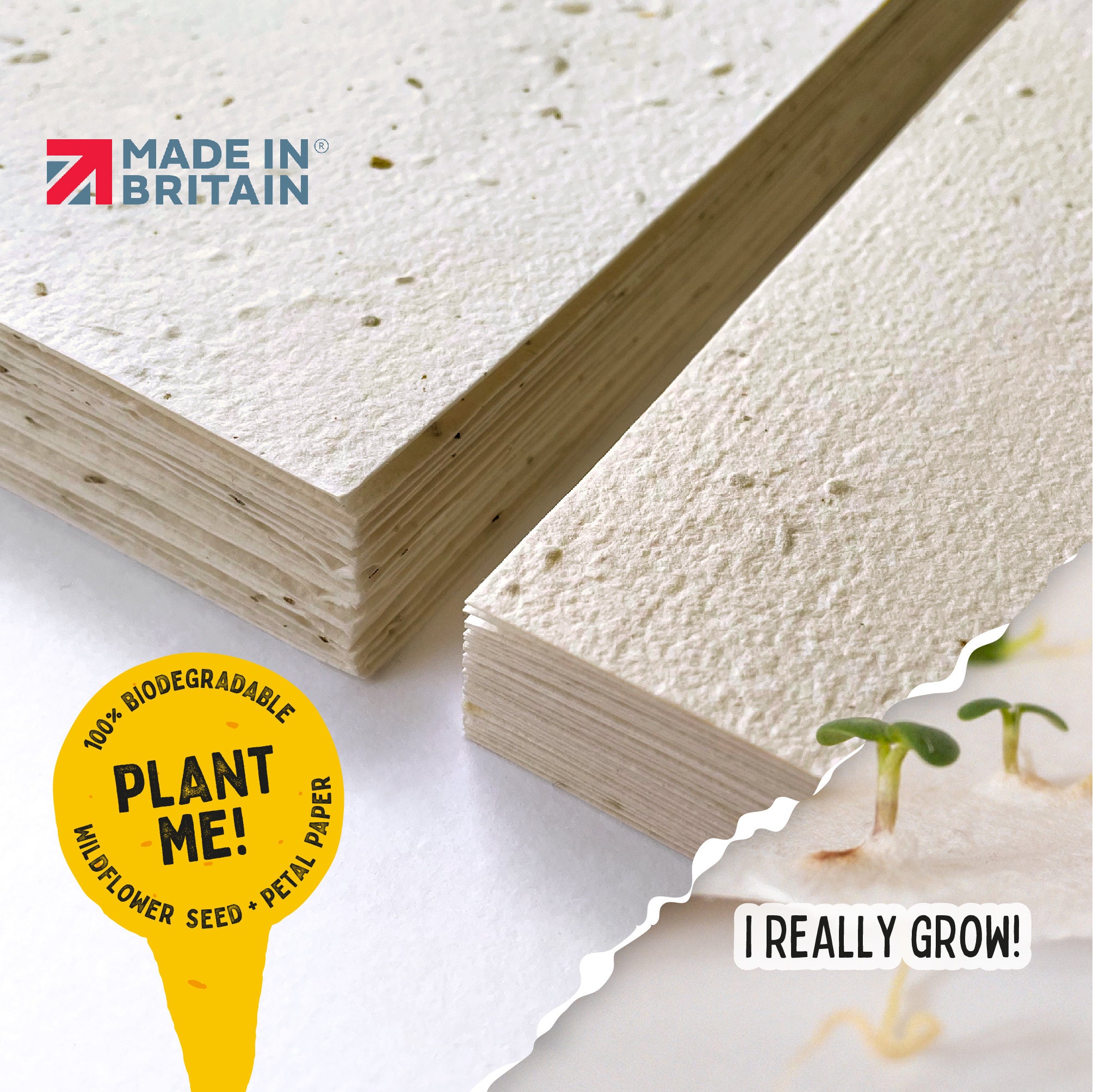 Plantable Seed Paper / 100% British Wildflower Mix / Handmade Paper /…