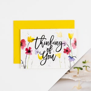 Carte graines à planter / Je pense à vous / Carte de sympathie / Fleurs sauvages britanniques