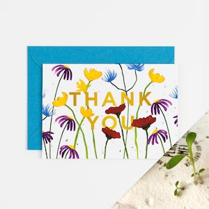 Carte de remerciement pour graines à planter / Fleurs sauvages britanniques
