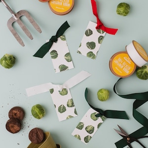 Etiquetas para regalo de Navidad con coles de Bruselas plantables / Juego de 4 / Cultiva tus propias coles de Bruselas