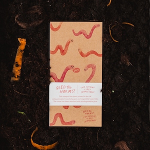 Blocco note compostabile Feed The Worms / Blocco note a righe
