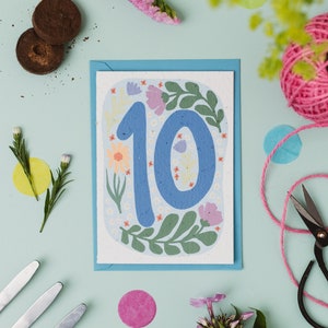 Carte 10e anniversaire à planter