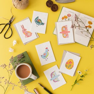Lot de 6 cartes pour notes à planter / Cartes de Pâques graines / Fleurs sauvages britanniques indigènes / Respectueux de l'environnement