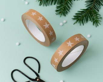 Star Paper Tape, Eco-friendly Christmas Packaging Tape, Christmas Star Kraft Paper Tape