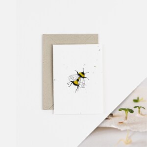 Tarjeta con abejorro en reposo / Tarjeta para plantar / Tarjeta con abejas / Tarjeta con semillas de abeja