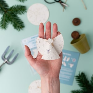 Set di 2 decorazioni natalizie in carta piantabile con angelo delle nevi