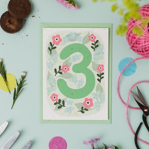 Carte 3e anniversaire à planter