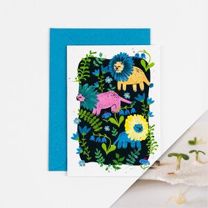 Cartão Plantável de Leões de Flores / Cartão de Sementes / 100% Flores Silvestres Nativas Britânicas