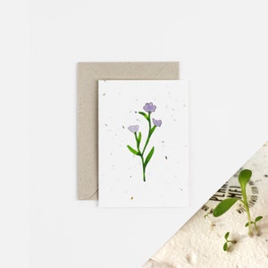 Carte pour notes à planter de géraniums / Carte pour notes de graines / Carte de printemps / Faire pousser des fleurs sauvages britanniques indigènes