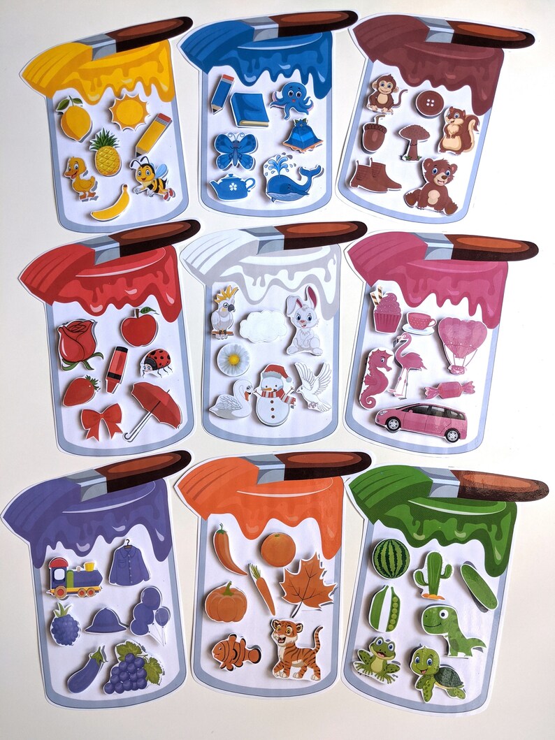 Color sorting jars Color matching activity Learning colors Etsy