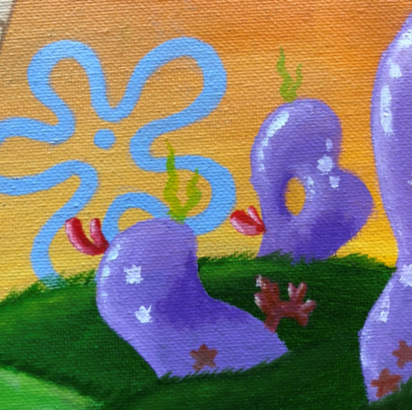 Spongebob Jellyfish Fields Painting Etsy