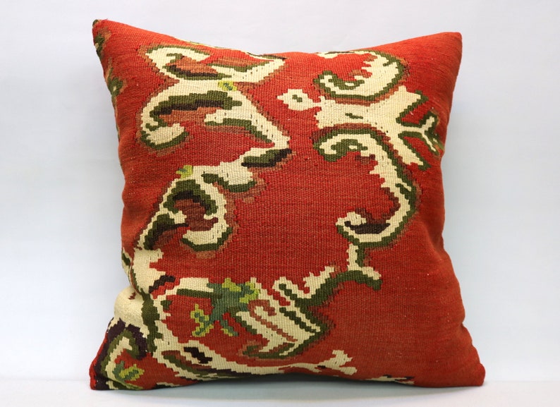 Ethnic Boho Pillow 24x24 in Vintage Pillow Throw Pillow Kilim Pillow Cover Turkish Pillow Decorative Handmade Pillow Kilim Cushion