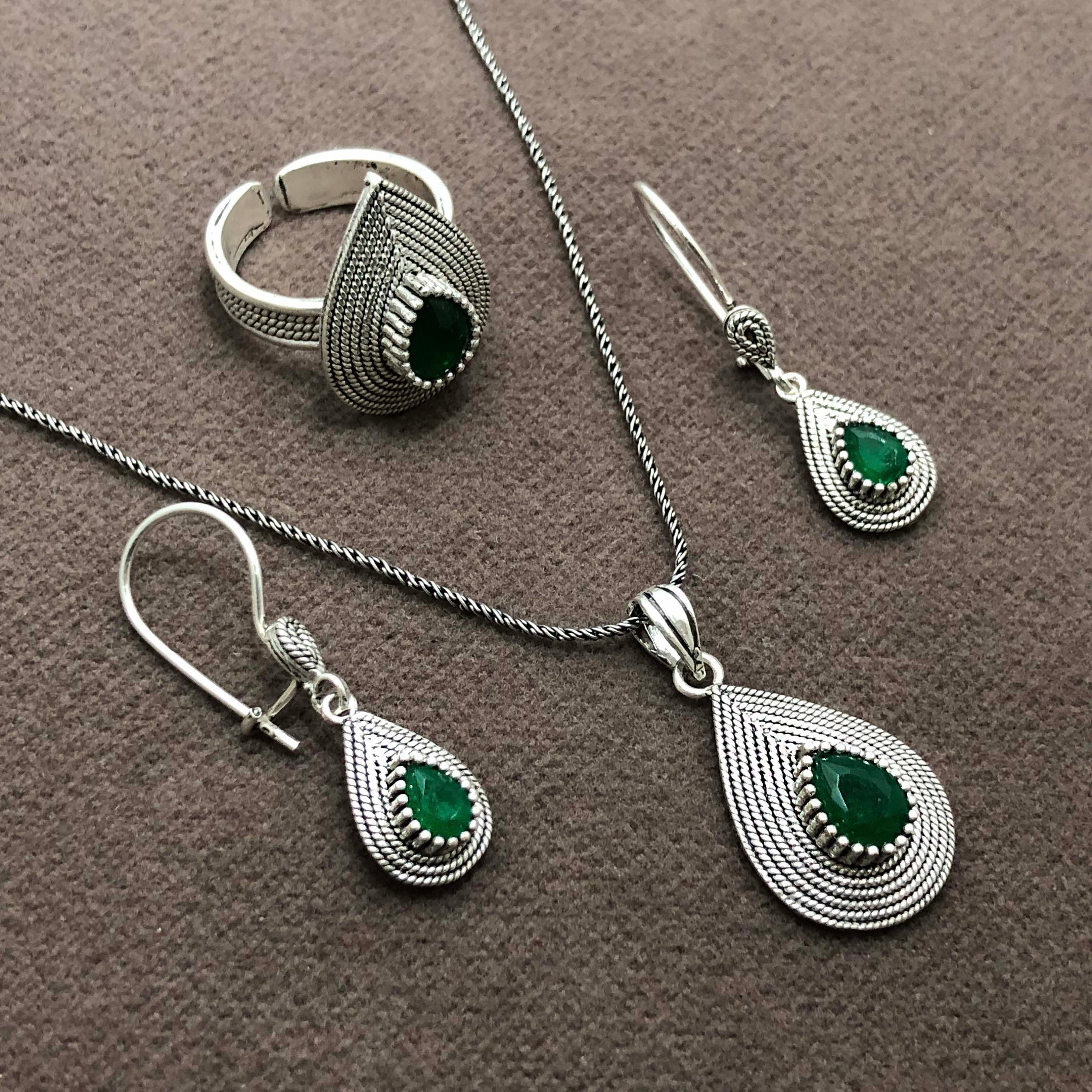 Handmade Jewelry Set Made of Sterling Silver Necklace a Pair Etsy UK