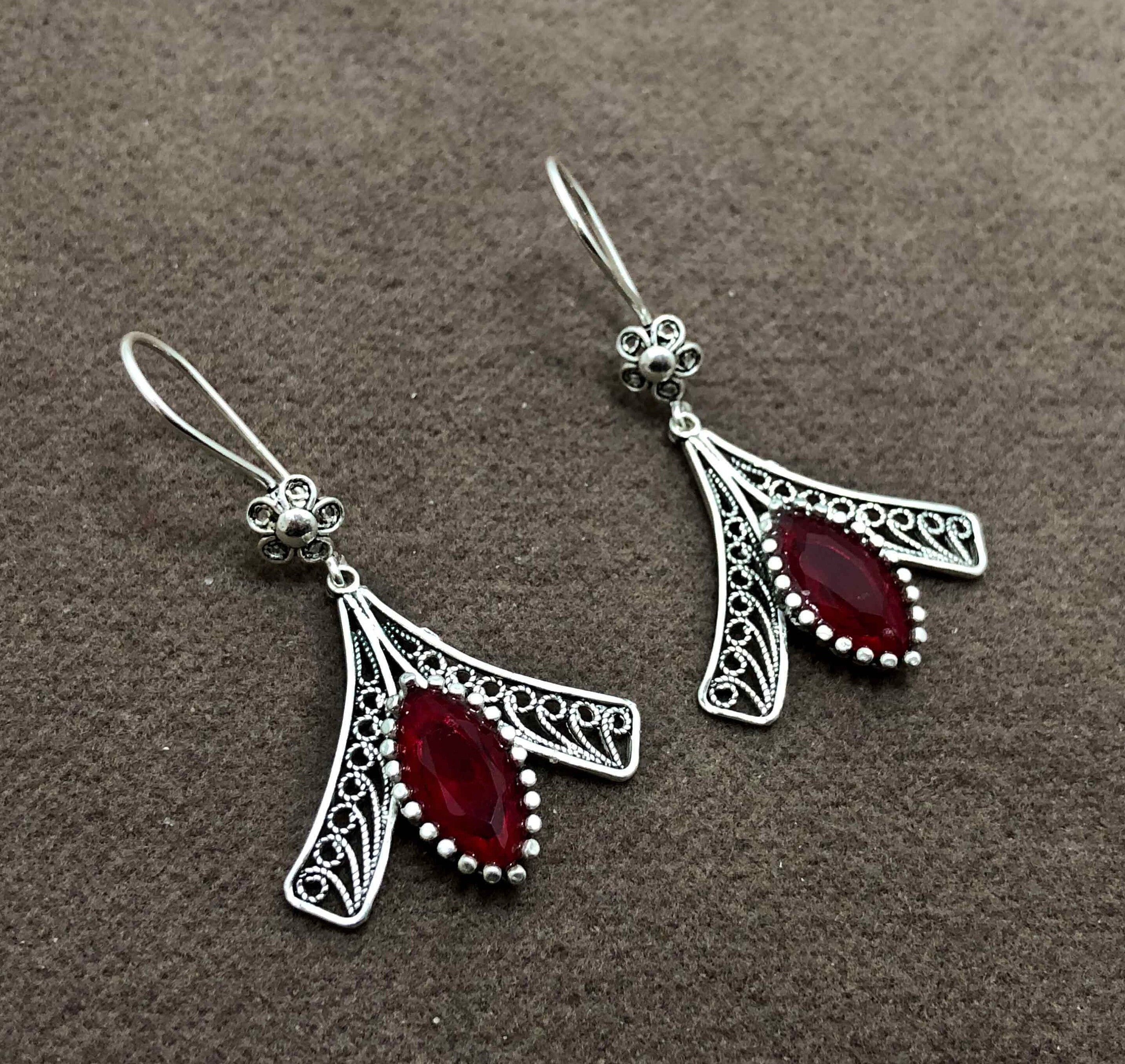 Buy Silver Turkish Gypsy Filigree Earrings Ethnic Jewelry Online in India   Etsy