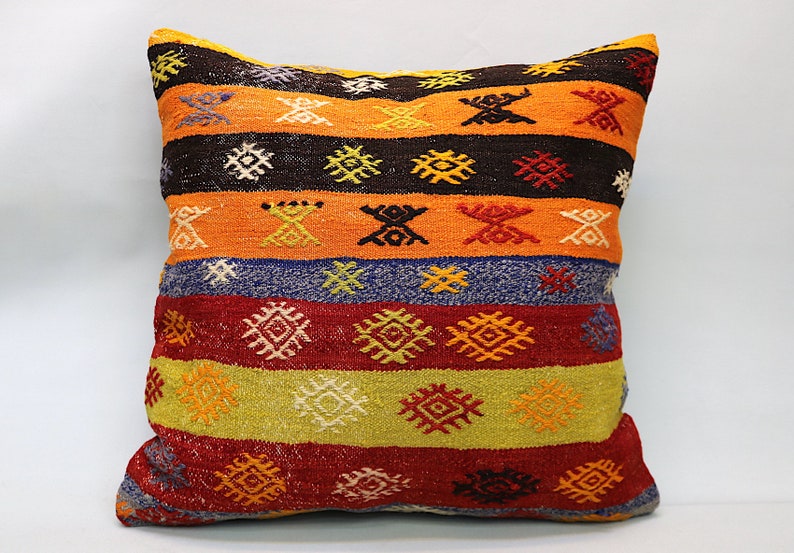Kilim Pillow Cover 24x24 In Decorative Pillow Ethnic Etsy