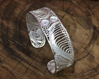 Filigree Bracelet Jewelry Made of 925 Sterling Silver, Ethnic Handmade Bracelet, Authentic Cuff Bracelet, Fine Silver Bracelet