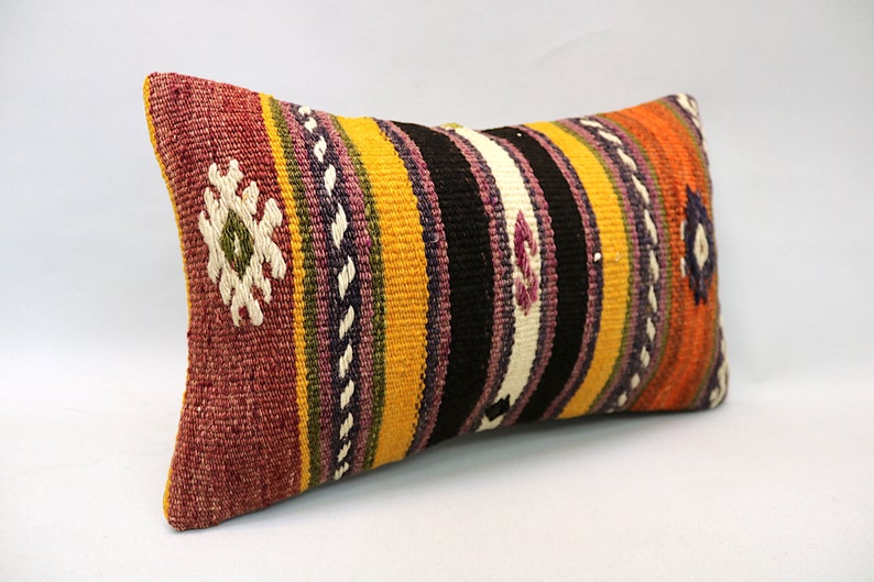 Vintage Sofa Pillow Kilim Pillow Decorative Sofa Pillow 12\u201dx20\u201d Kilim Cushion Kilim Pillow Throw Pillow Handmade Ethnic Boho Pillow