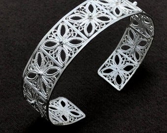 Filigree Bracelet Jewelry Made of 925 Sterling Silver, Ethnic Handmade Bracelet, Authentic Cuff Bracelet, Fine Silver Bracelet