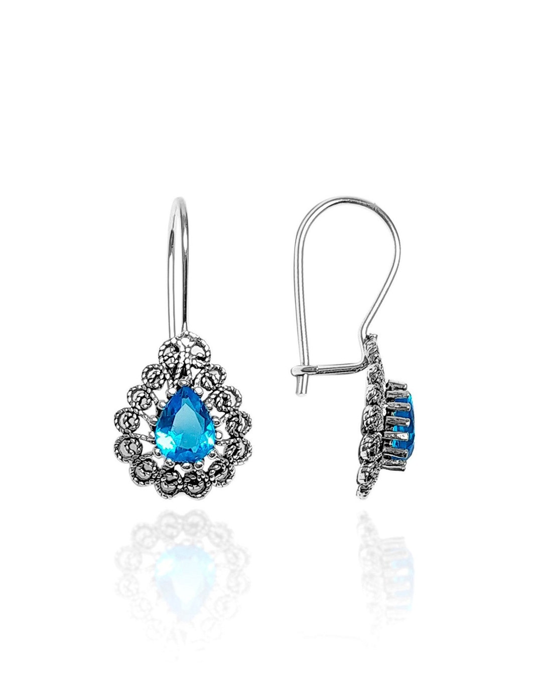 Filigree Earrings Jewelry Made of 925 Sterling Silver, Ethnic a Pair of